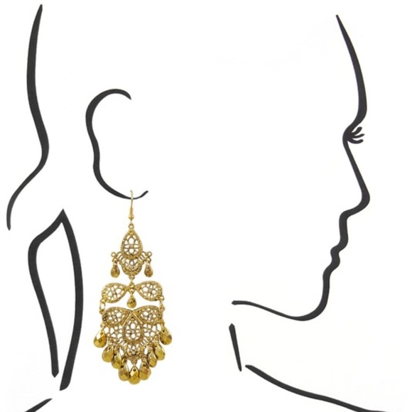 Gold Vintage Filigree Earrings - Picture 4 of 5